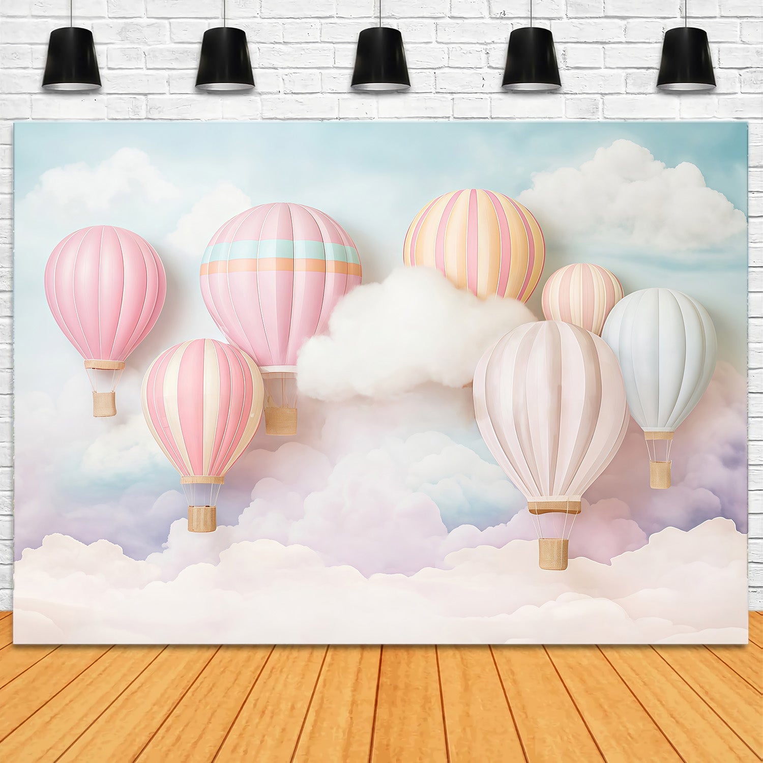 Sky Cloud Backdrop Pastel Hot Air Balloons Backdrop Children Backdrops UK MRR9-51
