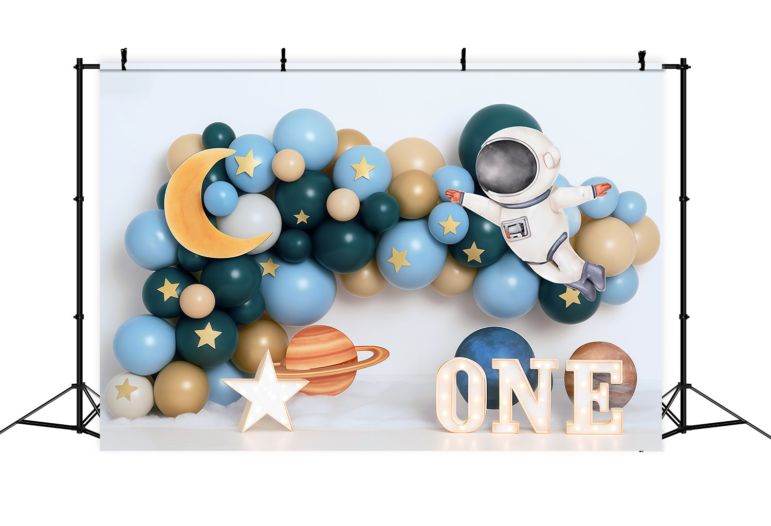 1st Birthday Backdrop Space Astronaut Balloon Adventure Cake Smash Backdrop UK MRR9-58