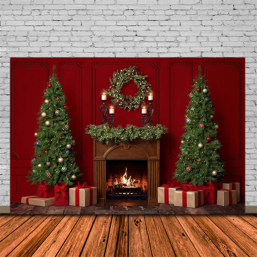 Christmas Fireplace Backdrop Christmas Fireplace Wreath Christmas Backdrop UK MRR9-60