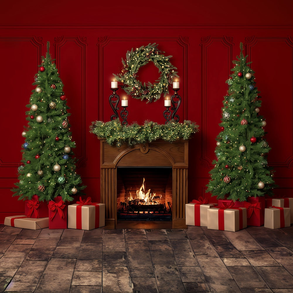 Christmas Fireplace Backdrop Christmas Fireplace Wreath Christmas Backdrop UK MRR9-60