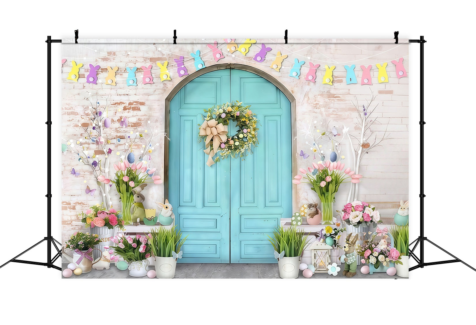 Easter Bunny Backdrop Pastel Bunny Easter Doorway Decor Easter Backdrop UK MRR9-7