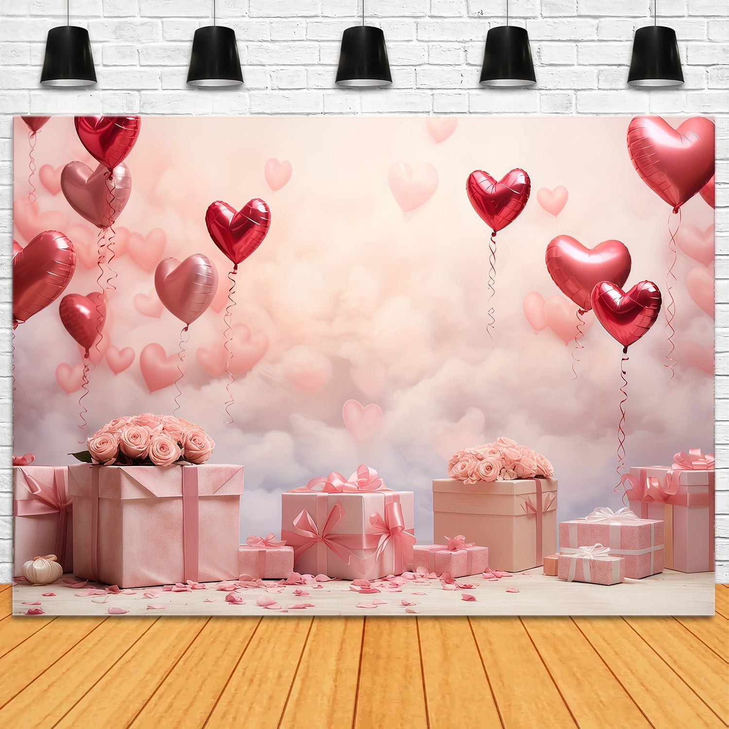 Valentine Backdrop Romantic Heart Balloons Gifts Valentine Photography Backdrop UK MRR9-86