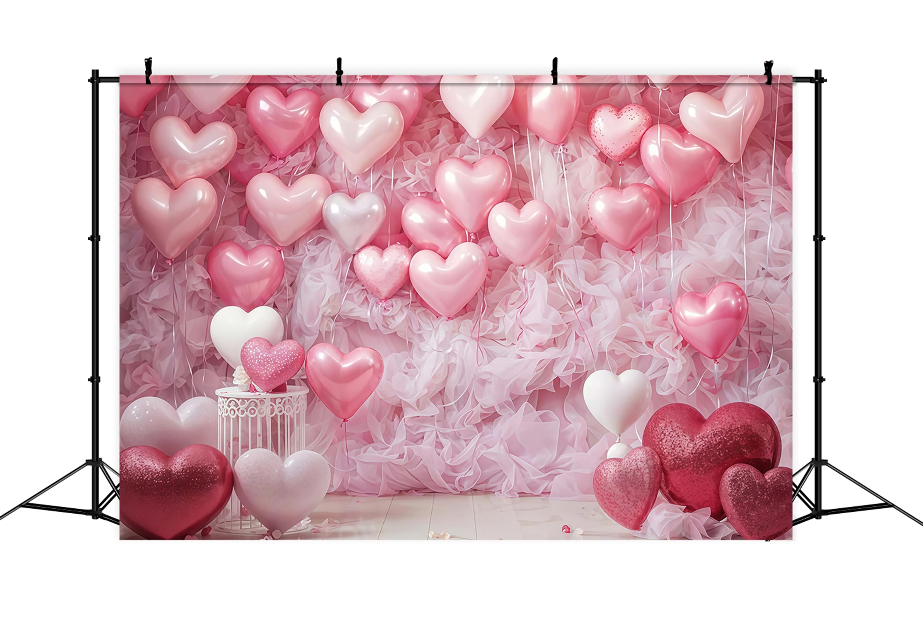 Valentine Backdrop Pink Heart Balloon Wall Valentine's Day Backdrop UK MRR9-88