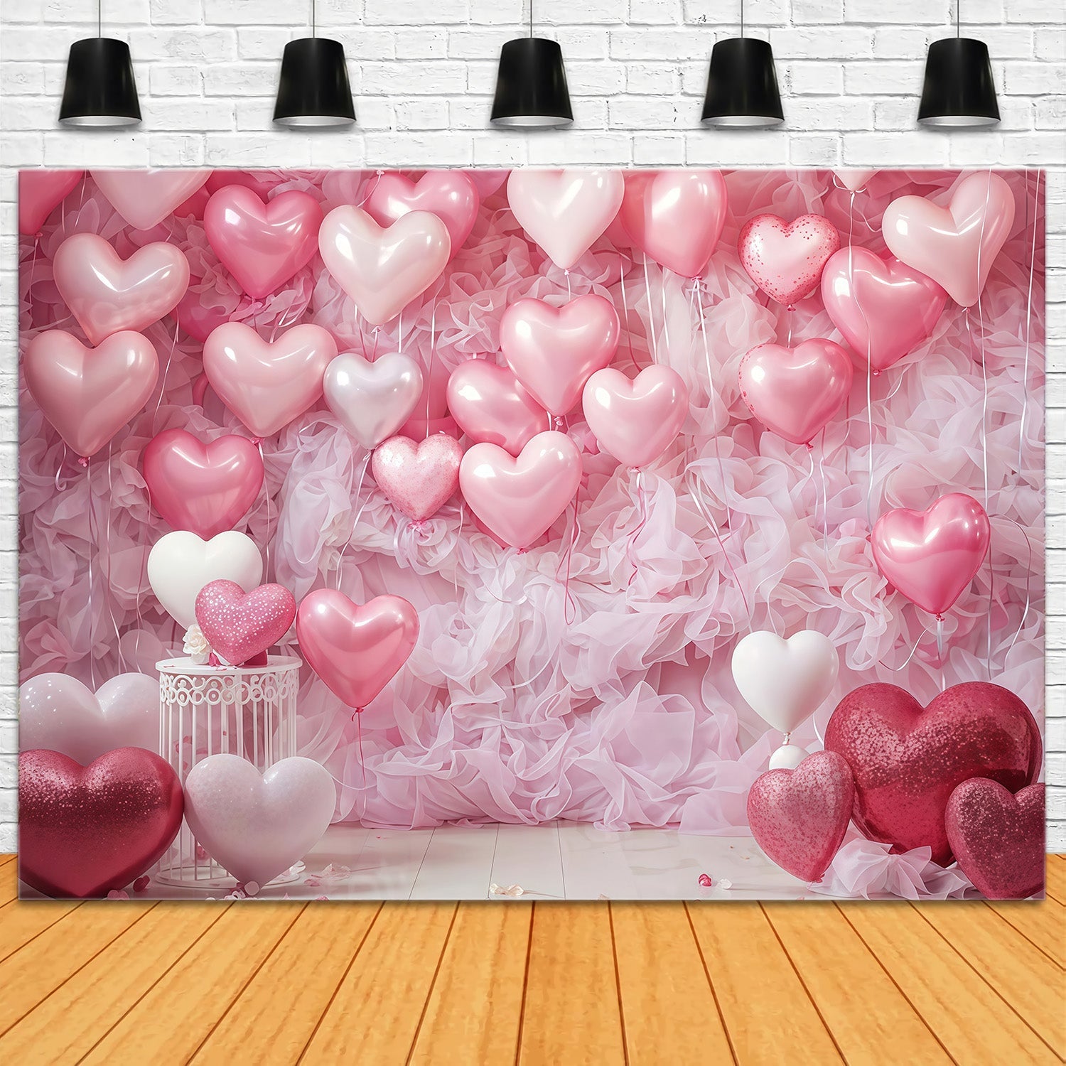 Valentine Backdrop Pink Heart Balloon Wall Valentine's Day Backdrop UK MRR9-88