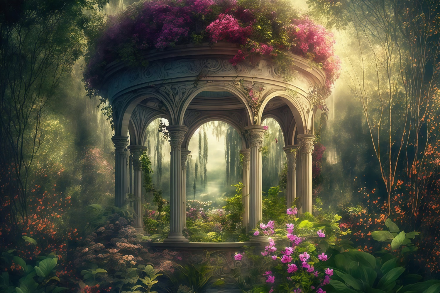 Fine Art Backdrops Enchanted Garden Stone Pavilion Artistic Backdrop UK MRR9-89