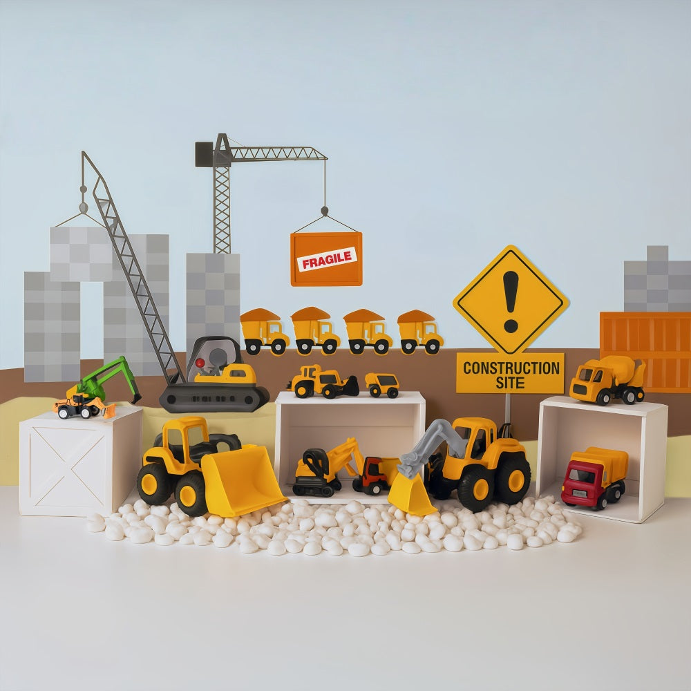 Kids Photo Backdrop Construction Trucks Toy Display Newborn Backdrop UK MRR9-9