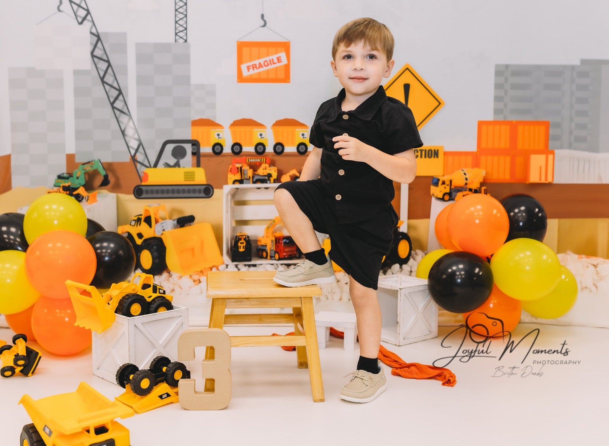 Kids Photo Backdrop Construction Trucks Toy Display Newborn Backdrop UK MRR9-9