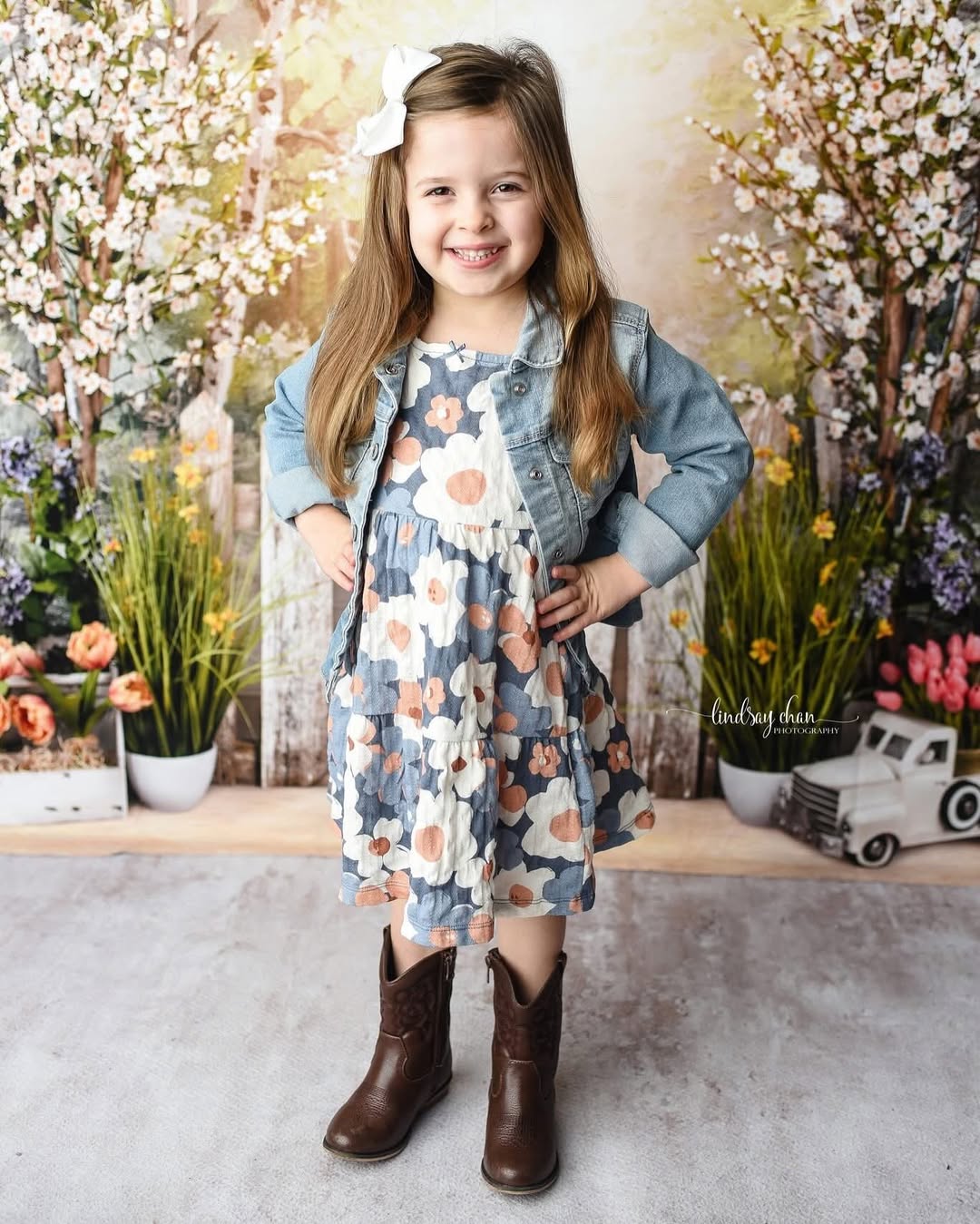 Fine Art Backdrops Spring Garden Fence Flowers Truck Artistic Backdrop UK MRR9-34