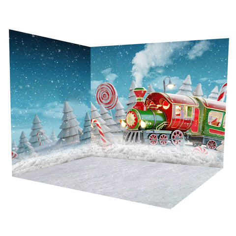 Christmas Candy House Winter Snowy Backdrop Room Set