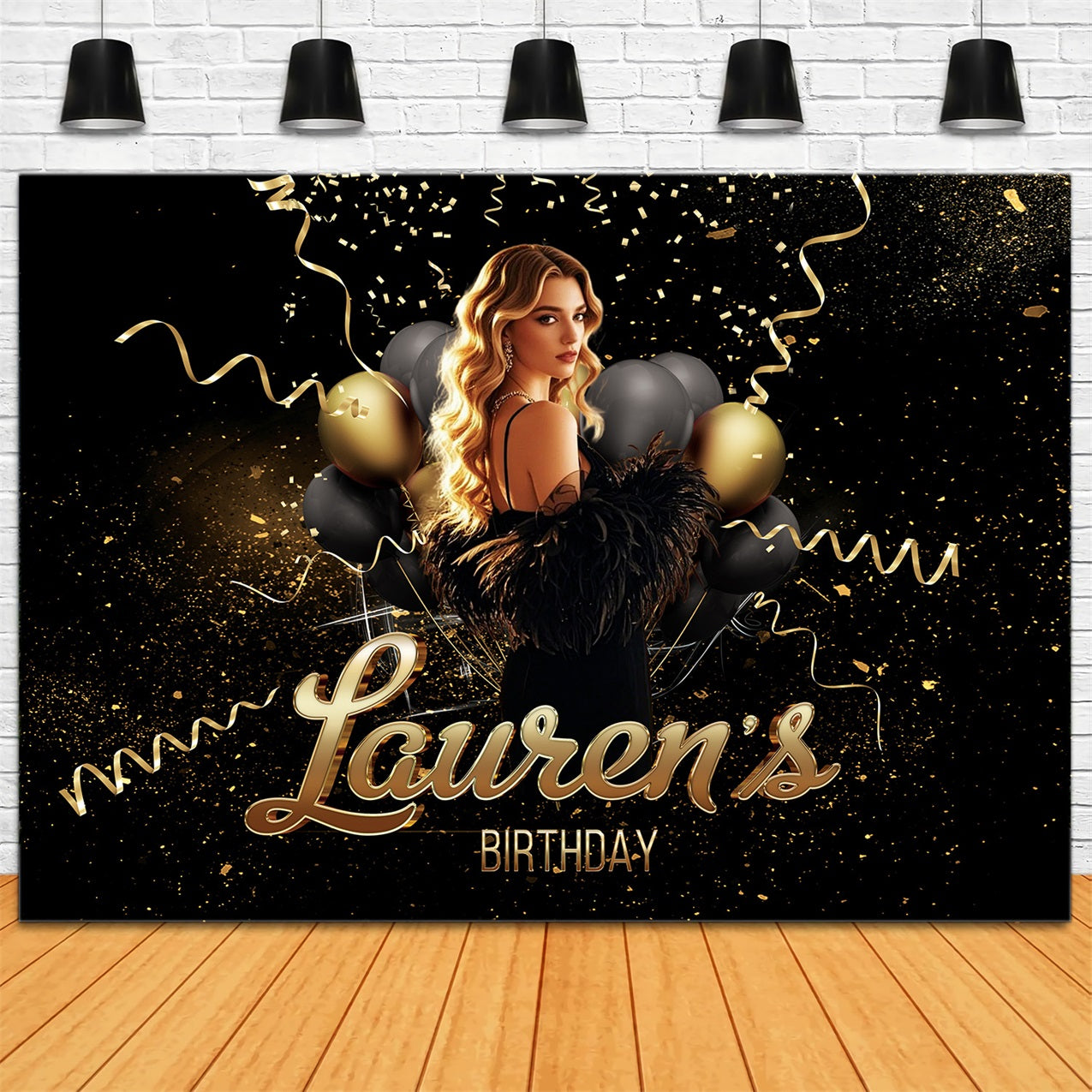 Custom Backdrop Birthday Lauren's Glitter Balloon Backdrop UK RR1-101