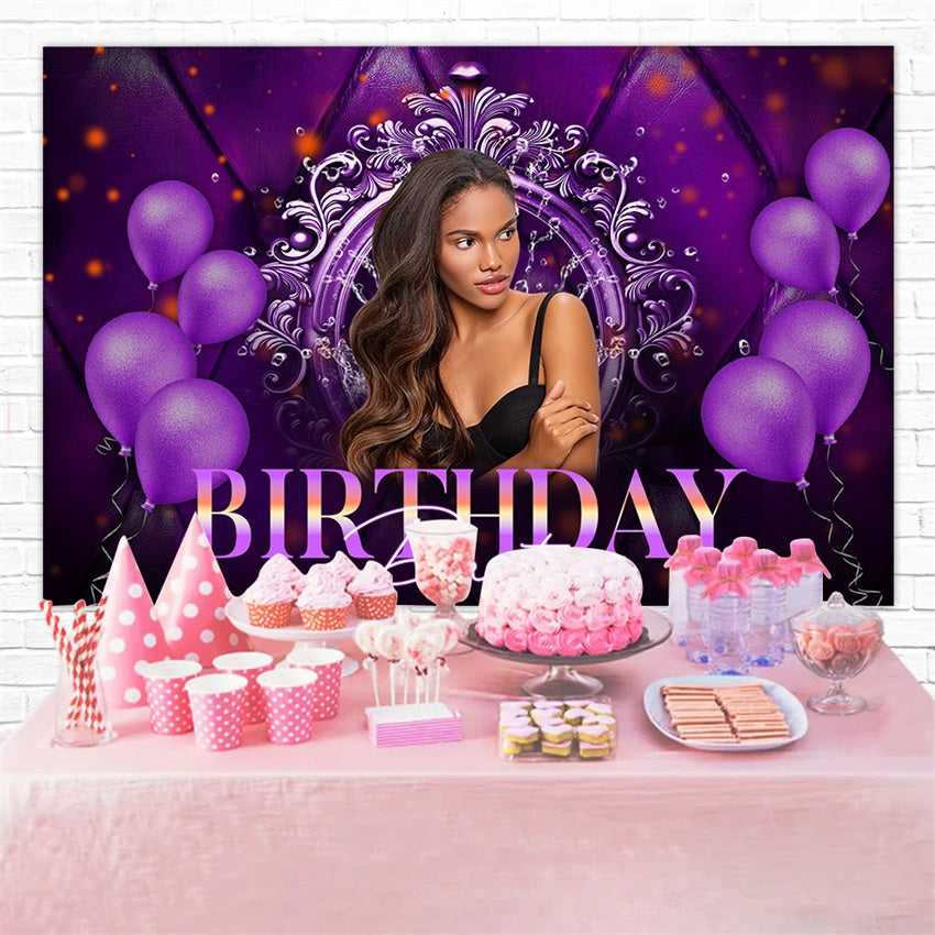 Custom Backdrops For Birthdays Purple Celebration Party Backdrop UK RR1-103