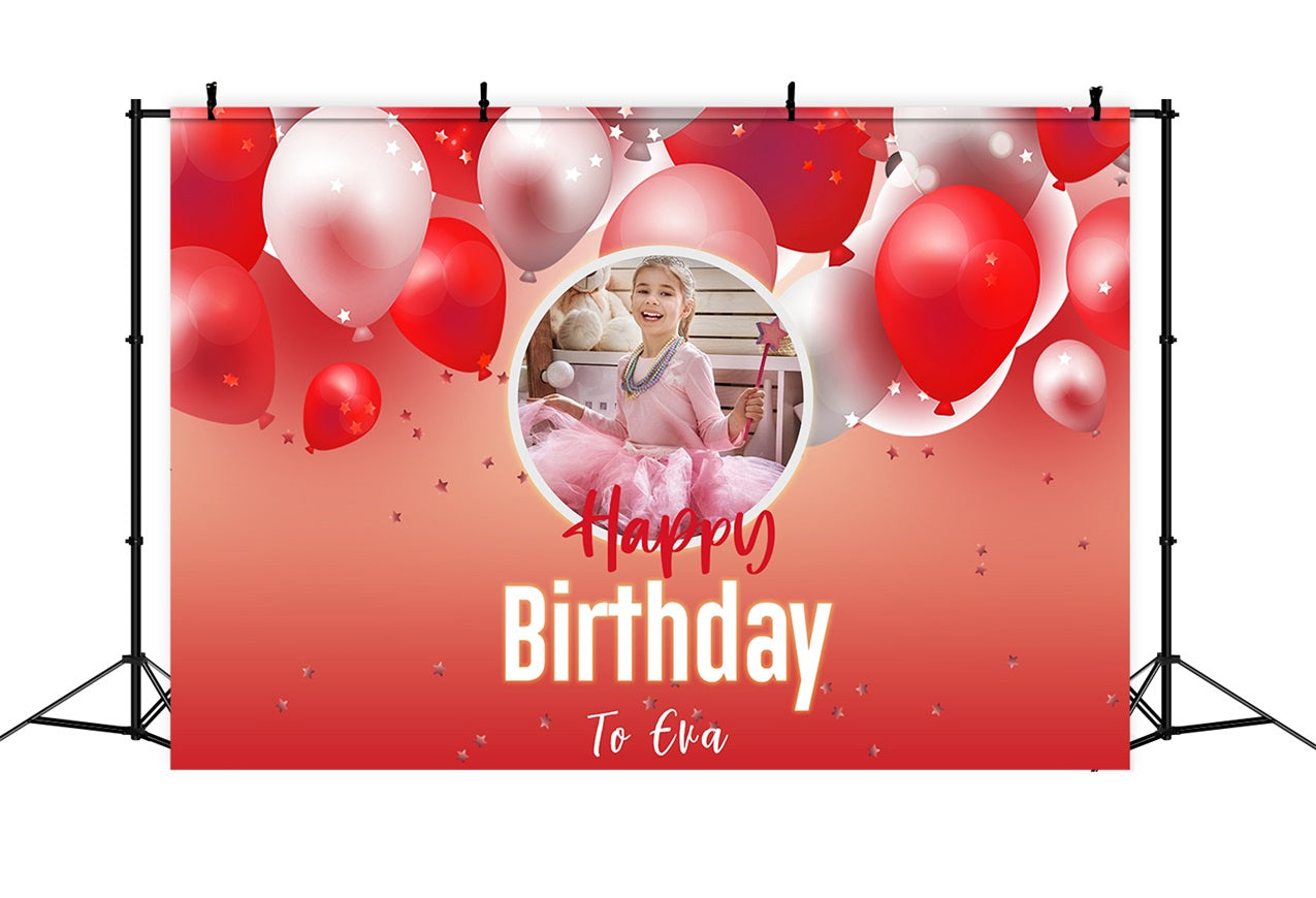 Custom Name Birthday Backdrop Red Balloon Party Backdrop UK RR1-105