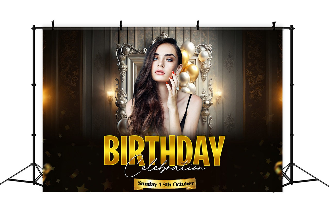 Personalized Birthday Backdrops Majestic Golden Celebration Backdrop UK RR1-108