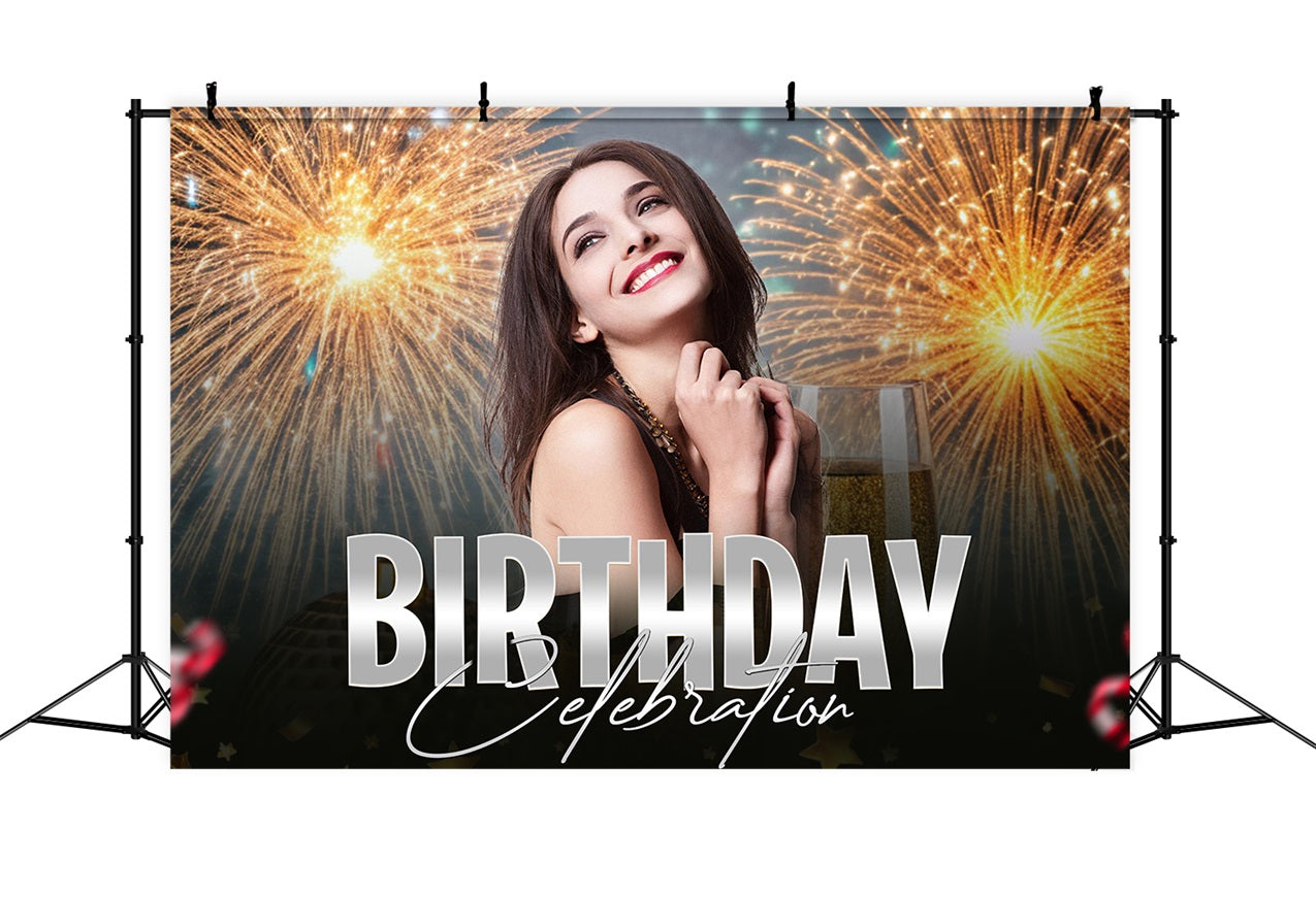 Personalized Backdrop For Birthday Night Fireworks Joy Backdrop UK RR1-110