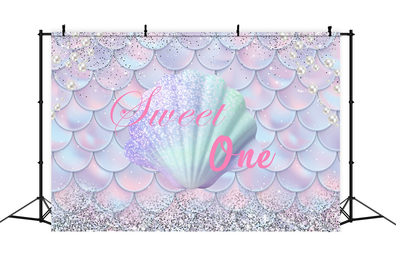 Personalized Birthday Backdrop Glittery Mermaid Tail Sweet Backdrop UK RR1-13