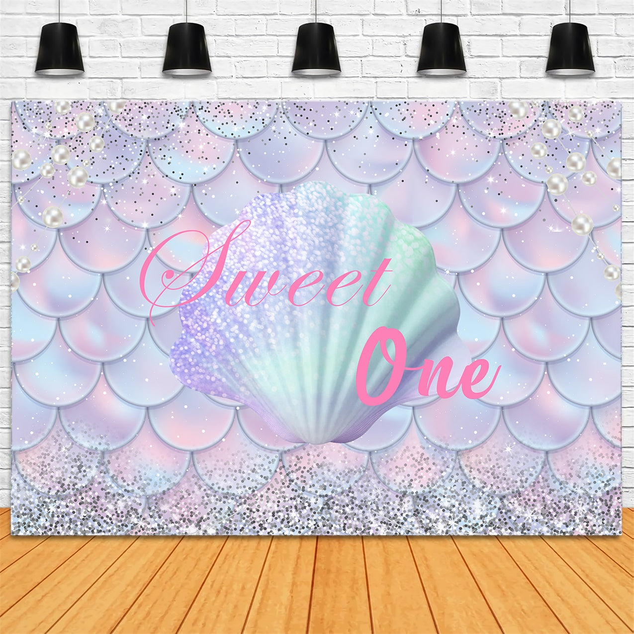 Personalized Birthday Backdrop Glittery Mermaid Tail Sweet Backdrop UK RR1-13