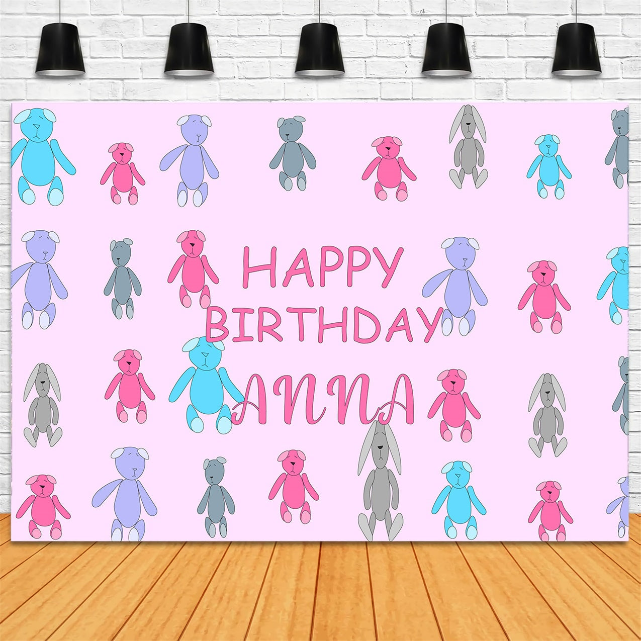 Personalized Birthday Backdrops Cute Pastel Teddy Bear Backdrop UK RR1-14