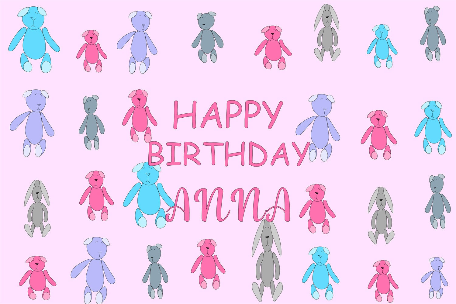 Personalized Birthday Backdrops Cute Pastel Teddy Bear Backdrop UK RR1-14