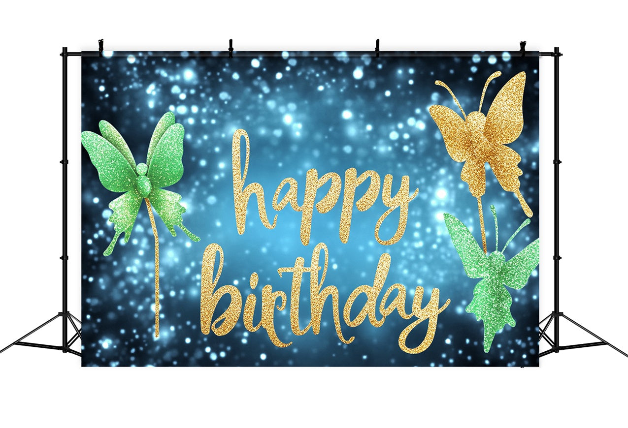 Custom Made Birthday Backdrops Glittering Butterfly Starry Backdrop UK RR1-21