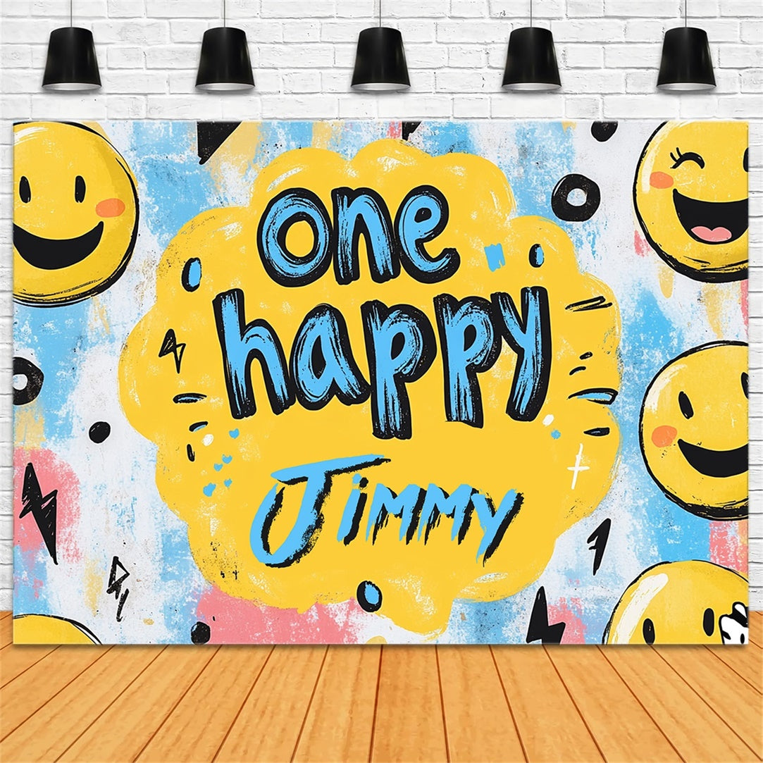 Customize Backdrop For Birthday Smiley Graffiti Celebration Backdrop UK RR1-24