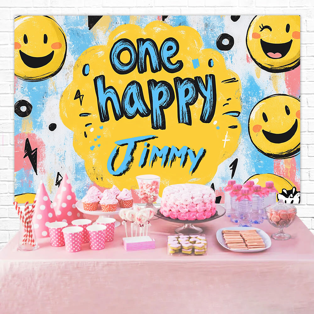 Customize Backdrop For Birthday Smiley Graffiti Celebration Backdrop UK RR1-24