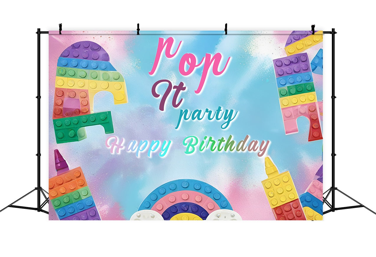 Customized Birthday Backdrop Pop It Blocks Happy Backdrop UK RR1-26