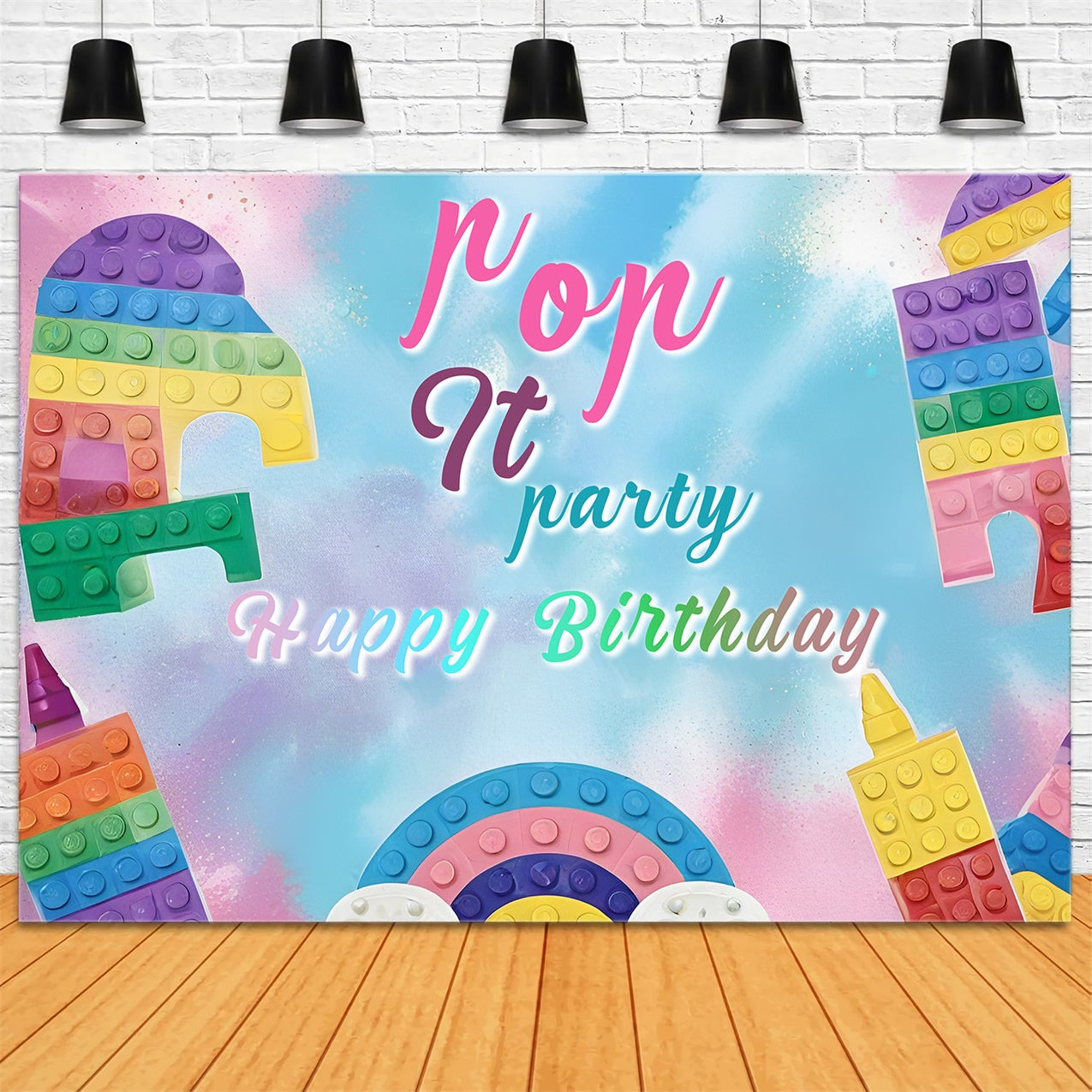 Customized Birthday Backdrop Pop It Blocks Happy Backdrop UK RR1-26