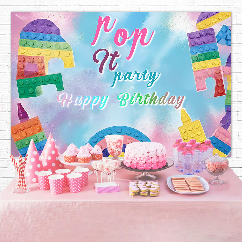 Customized Birthday Backdrop Pop It Blocks Happy Backdrop UK RR1-26