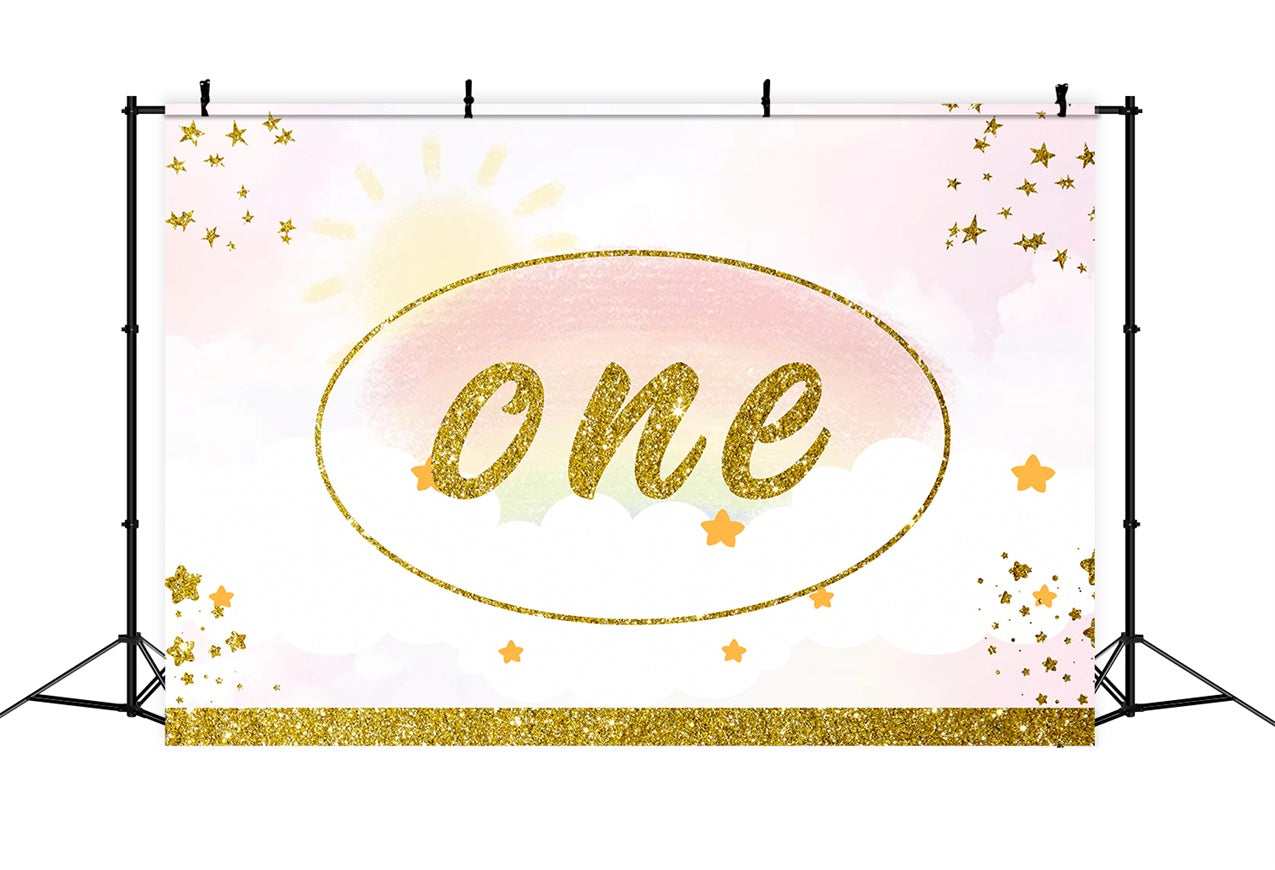 1st Birthday Photo Backdrop Sparkling Golden Celebration Backdrop UK RR1-28