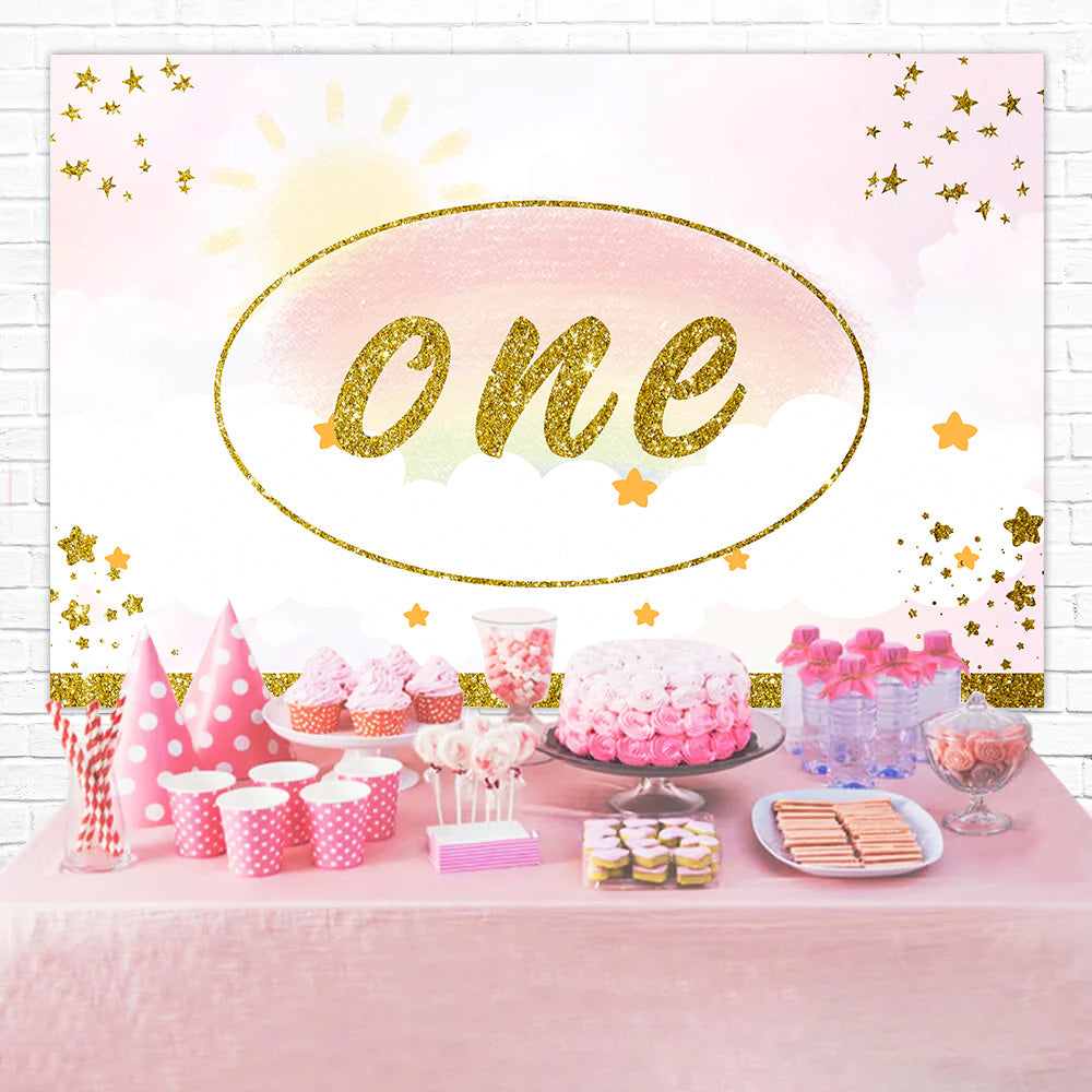 1st Birthday Photo Backdrop Sparkling Golden Celebration Backdrop UK RR1-28