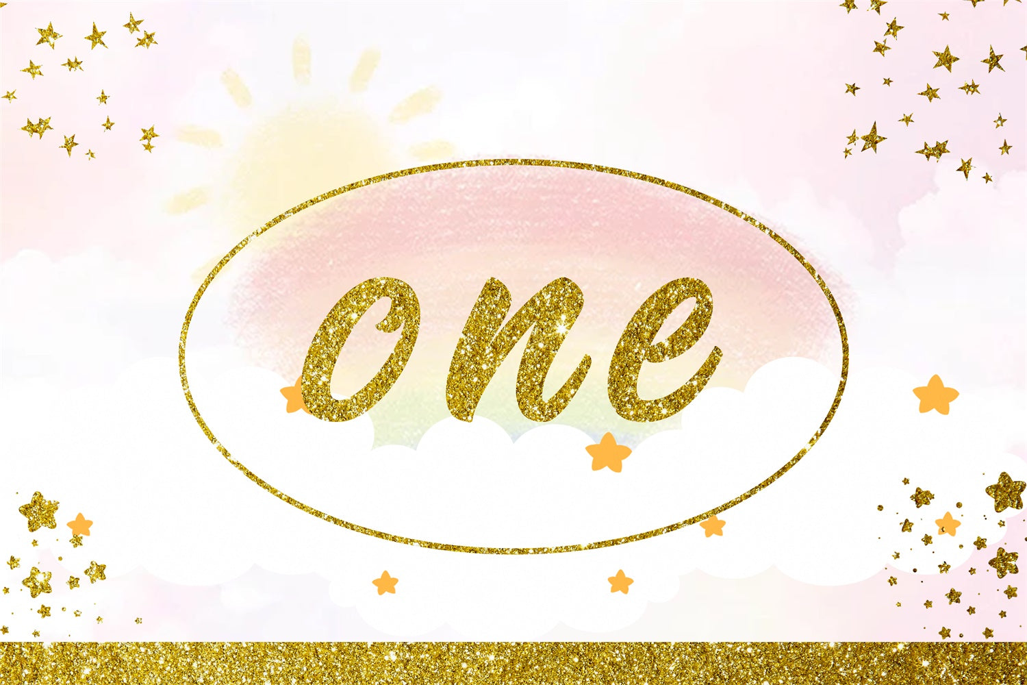 1st Birthday Photo Backdrop Sparkling Golden Celebration Backdrop UK RR1-28