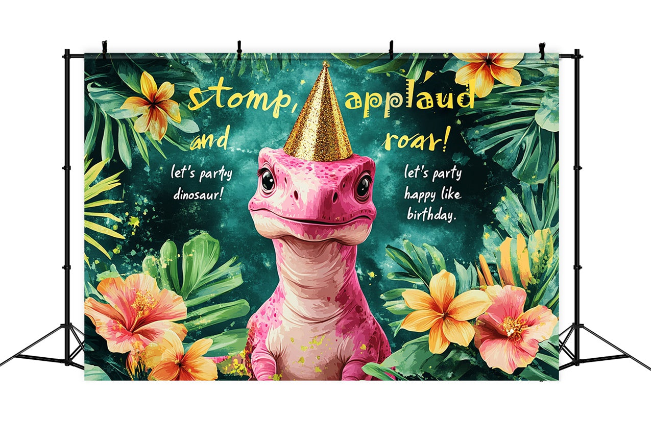 Custom Birthday Backdrops Tropical Jungle Dino Party Backdrop UK RR1-32