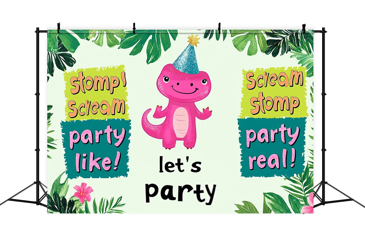 Custom Happy Birthday Backdrop Party Dino Jungle Vibes Backdrop UK RR1-34