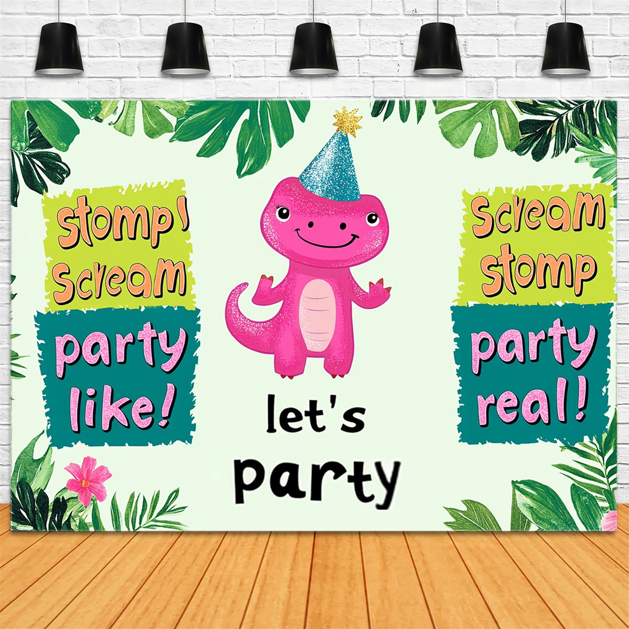 Custom Happy Birthday Backdrop Party Dino Jungle Vibes Backdrop UK RR1-34