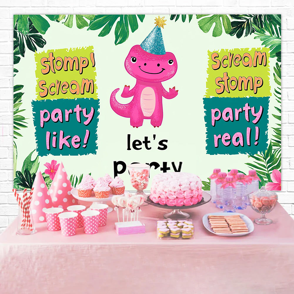 Custom Happy Birthday Backdrop Party Dino Jungle Vibes Backdrop UK RR1-34