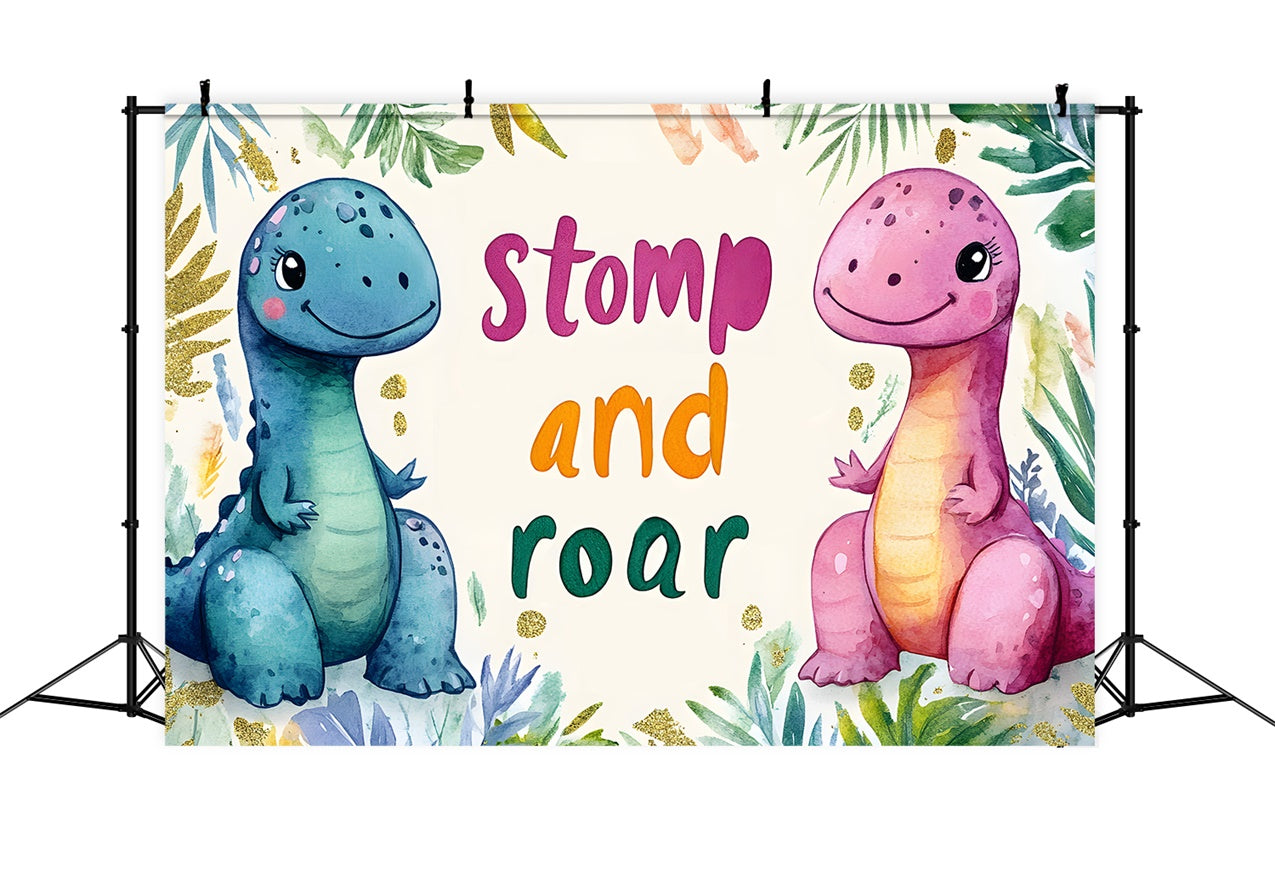 Customized Birthday Backdrop Cute Dino Tropical Party Backdrop UK RR1-35