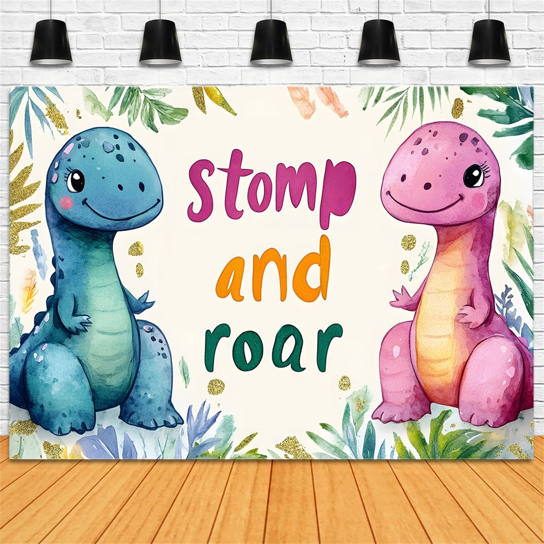 Customized Birthday Backdrop Cute Dino Tropical Party Backdrop UK RR1-35