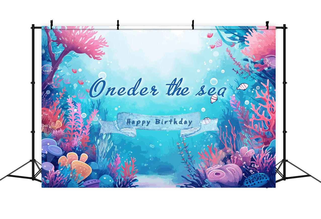 Personalized Birthday Backdrop Vibrant Underwater Coral Backdrop UK RR1-42