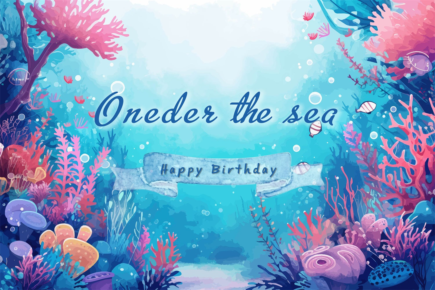 Personalized Birthday Backdrop Vibrant Underwater Coral Backdrop UK RR1-42