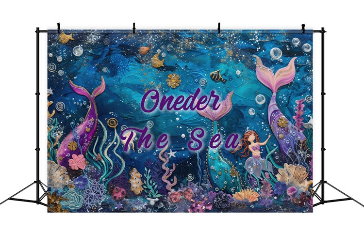 Personalized Birthday Photo Backdrop Colorful Coral Mermaid Backdrop UK RR1-43