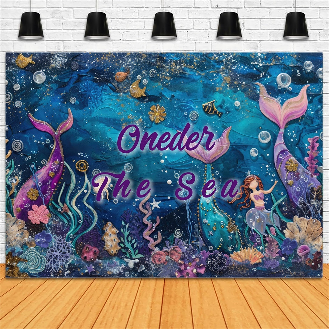 Personalized Birthday Photo Backdrop Colorful Coral Mermaid Backdrop UK RR1-43