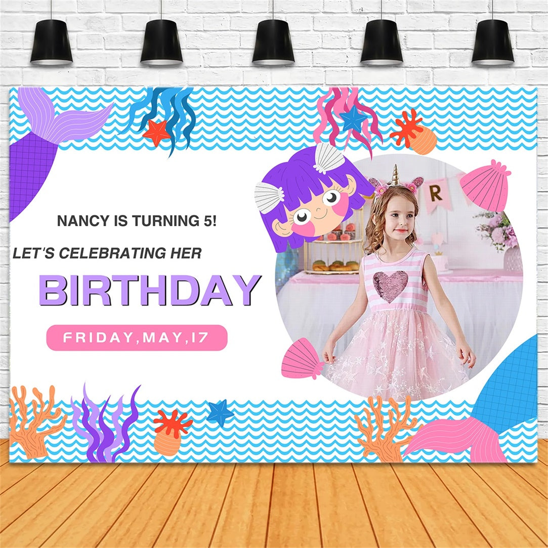 Personalized Backdrop For Birthday Vibrant Mermaid Ocean Backdrop UK RR1-44