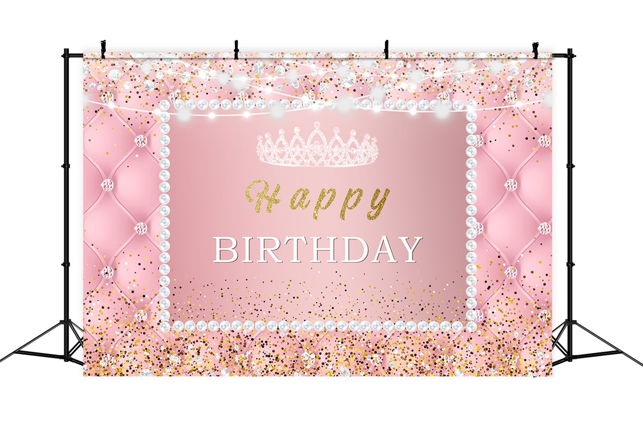 Personalized Backdrop For Birthday Pink Sparkle Pearl Backdrop UK RR1-47