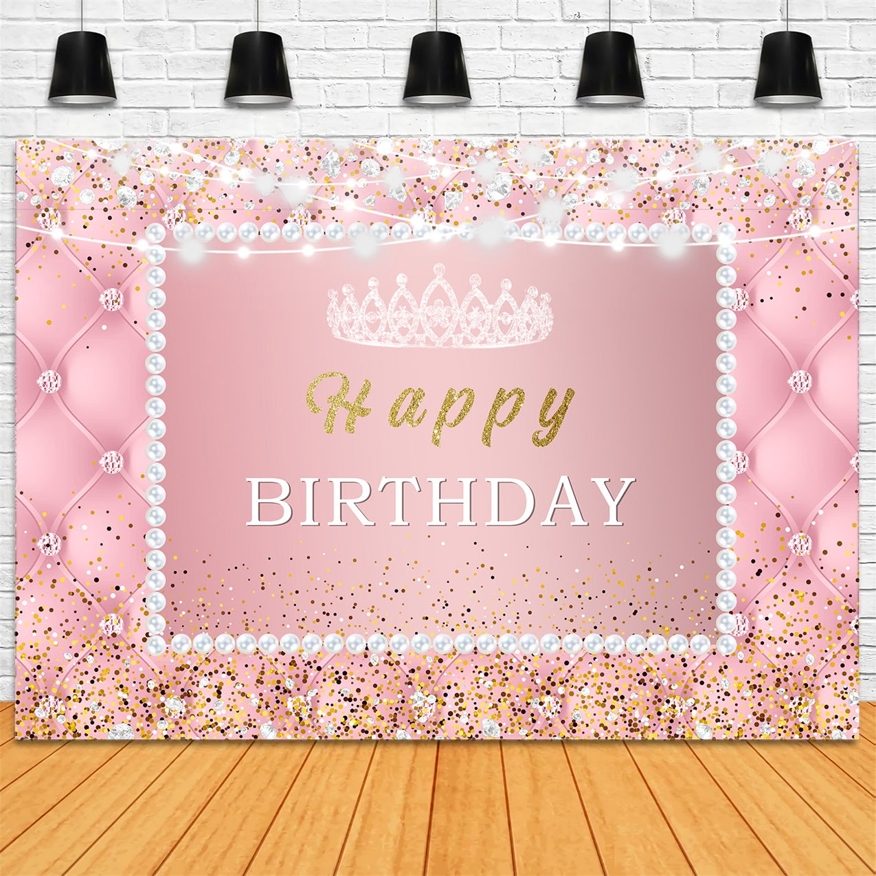 Personalized Backdrop For Birthday Pink Sparkle Pearl Backdrop UK RR1-47