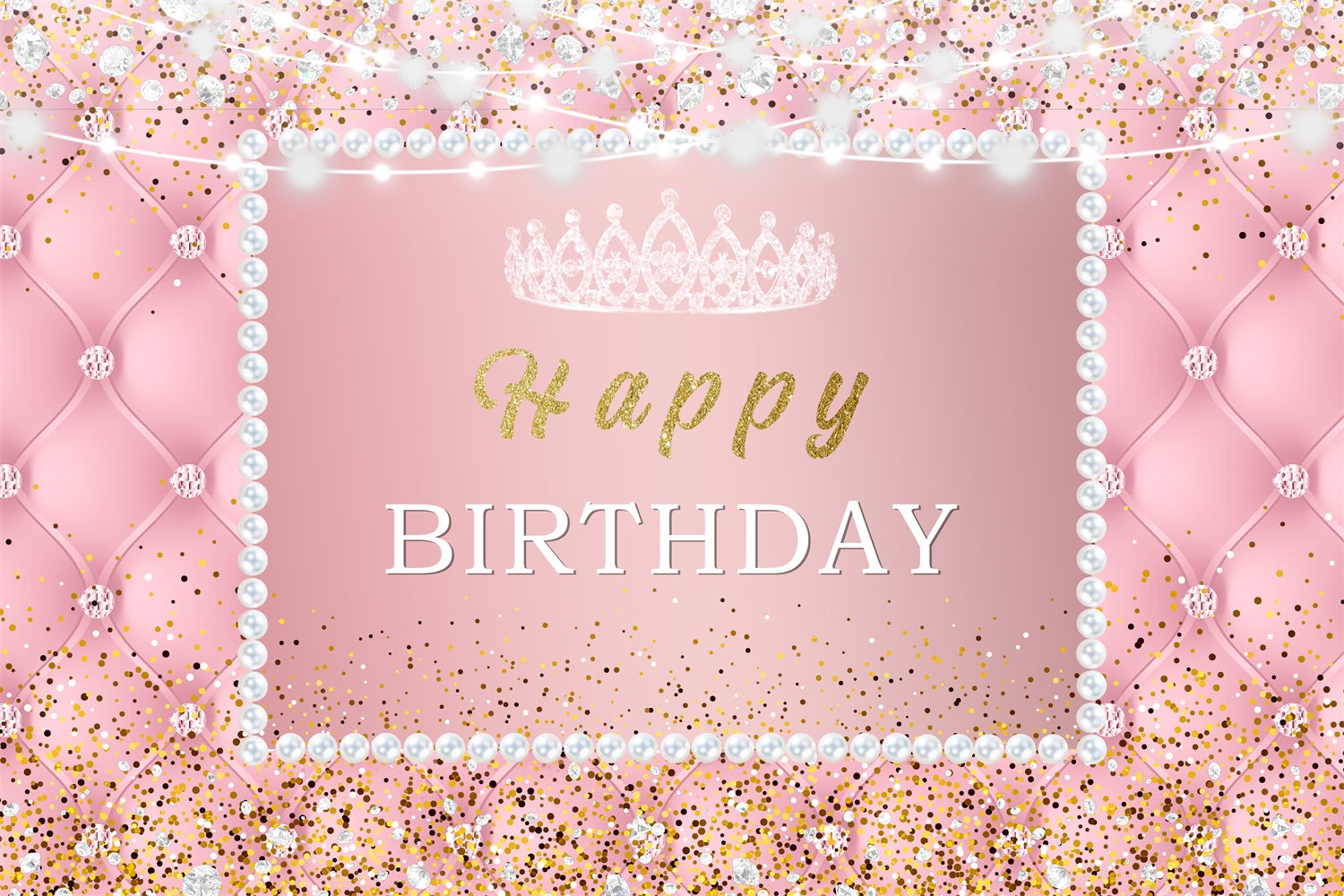 Personalized Backdrop For Birthday Pink Sparkle Pearl Backdrop UK RR1-47