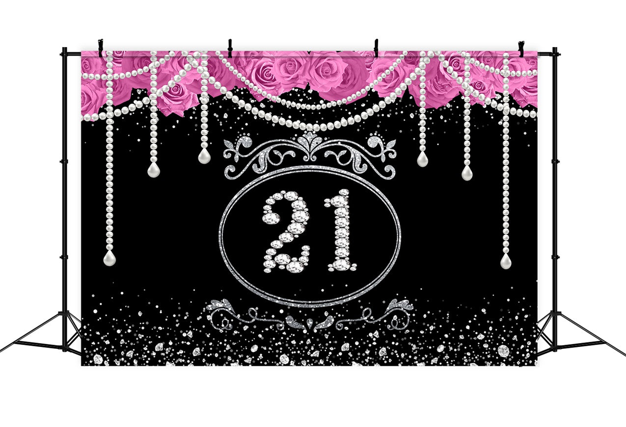 Custom Made Birthday Backdrops Glittering Pearl Rose Backdrop UK RR1-52