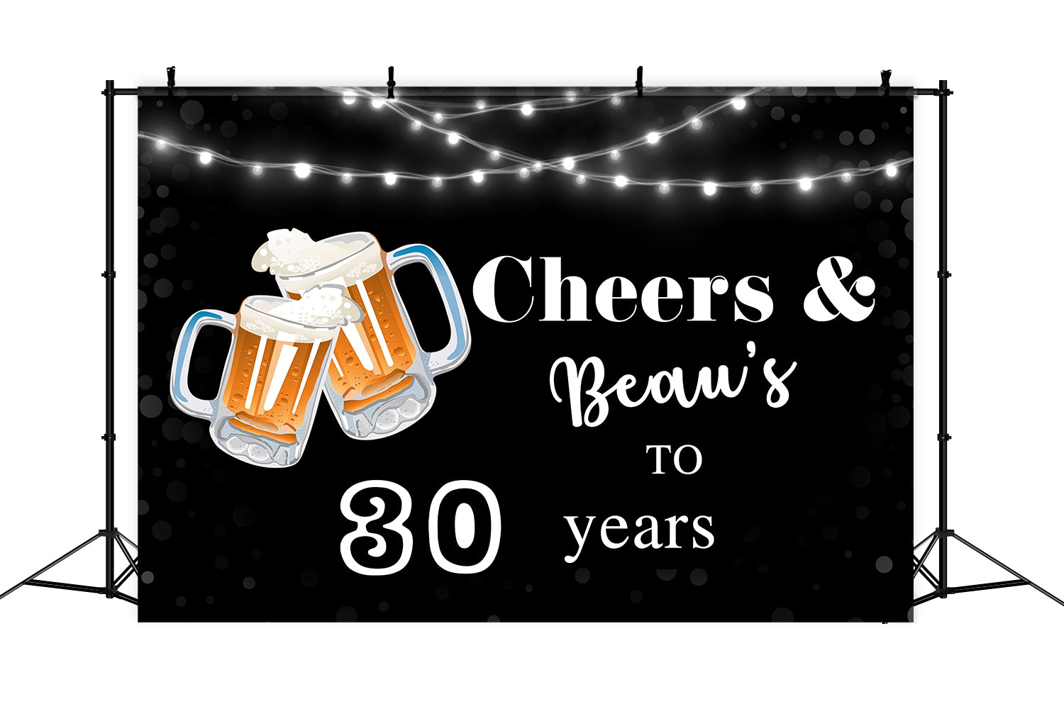 Personalized Birthday Backdrop Elegant Black Beer Party Backdrop UK RR1-53