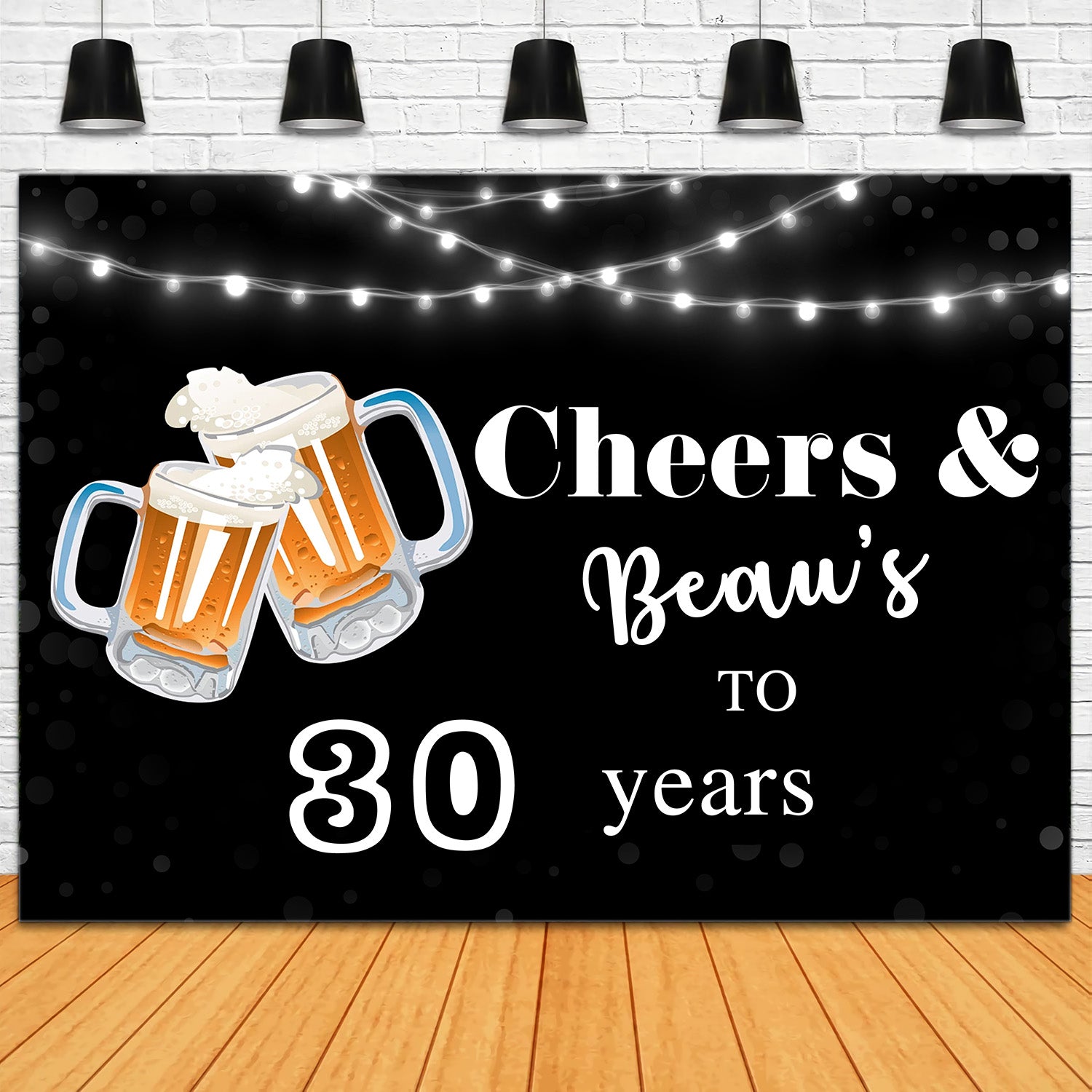 Personalized Birthday Backdrop Elegant Black Beer Party Backdrop UK RR1-53