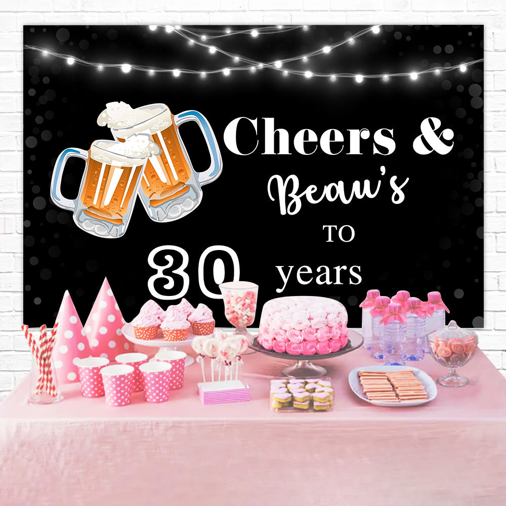 Personalized Birthday Backdrop Elegant Black Beer Party Backdrop UK RR1-53