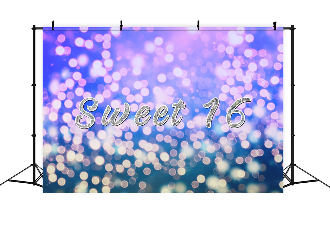 Custom Birthday Backdrop Dreamy Purple Bokeh Sweet 16 Backdrop UK RR1-56